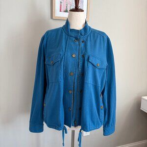 Caslon Size XL Stretch Organic Cotton Utility Jacket Blue